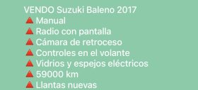 Excelente 2017 Suzuki Baleno